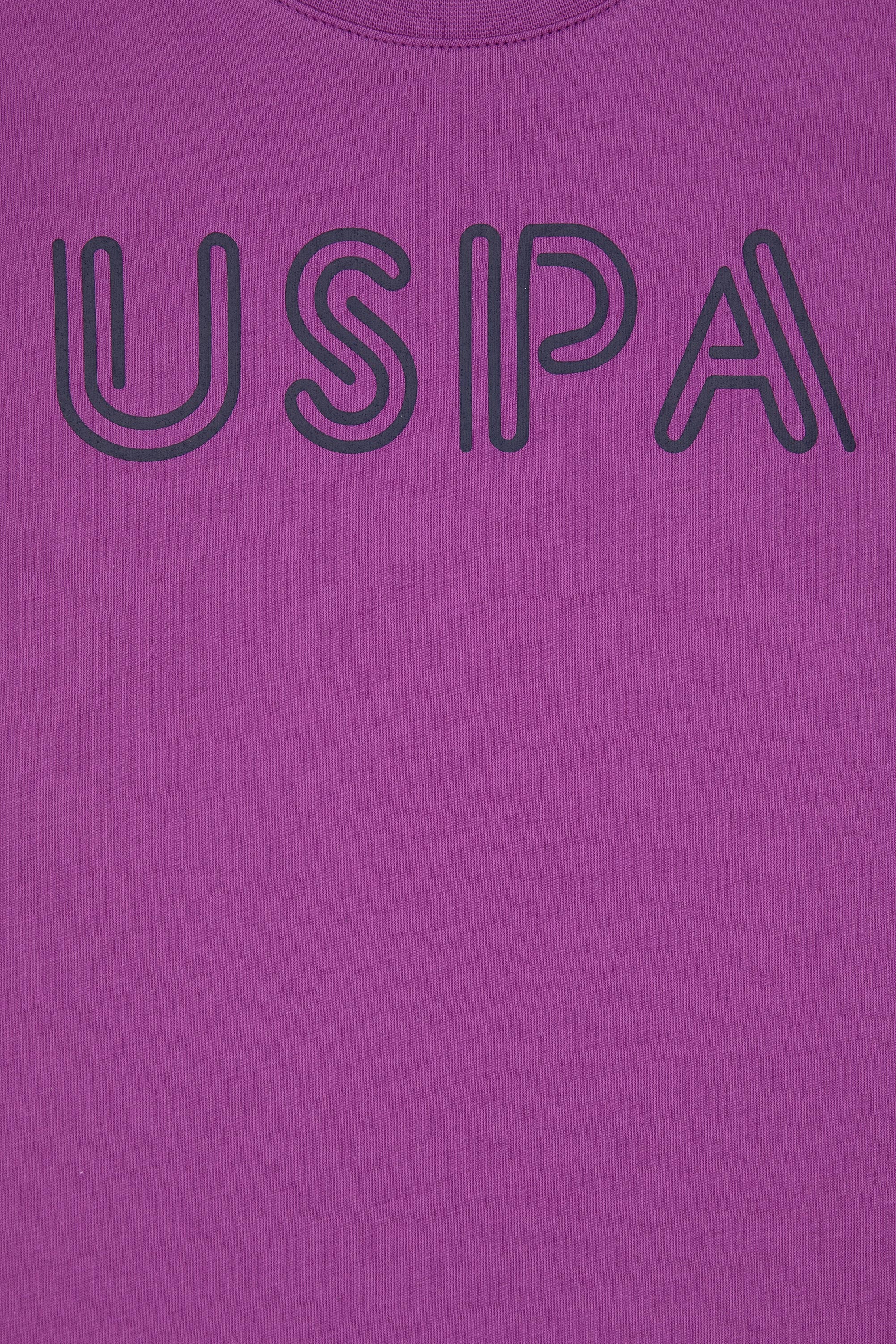 Tricou Băieți Mov Cu Guler Rotund Și Print USPA