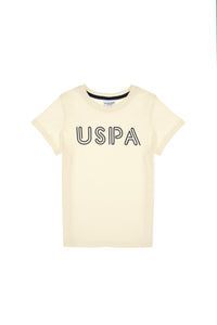 Tricou Băieți Galben Pal Cu Guler Rotund Și Print USPA
