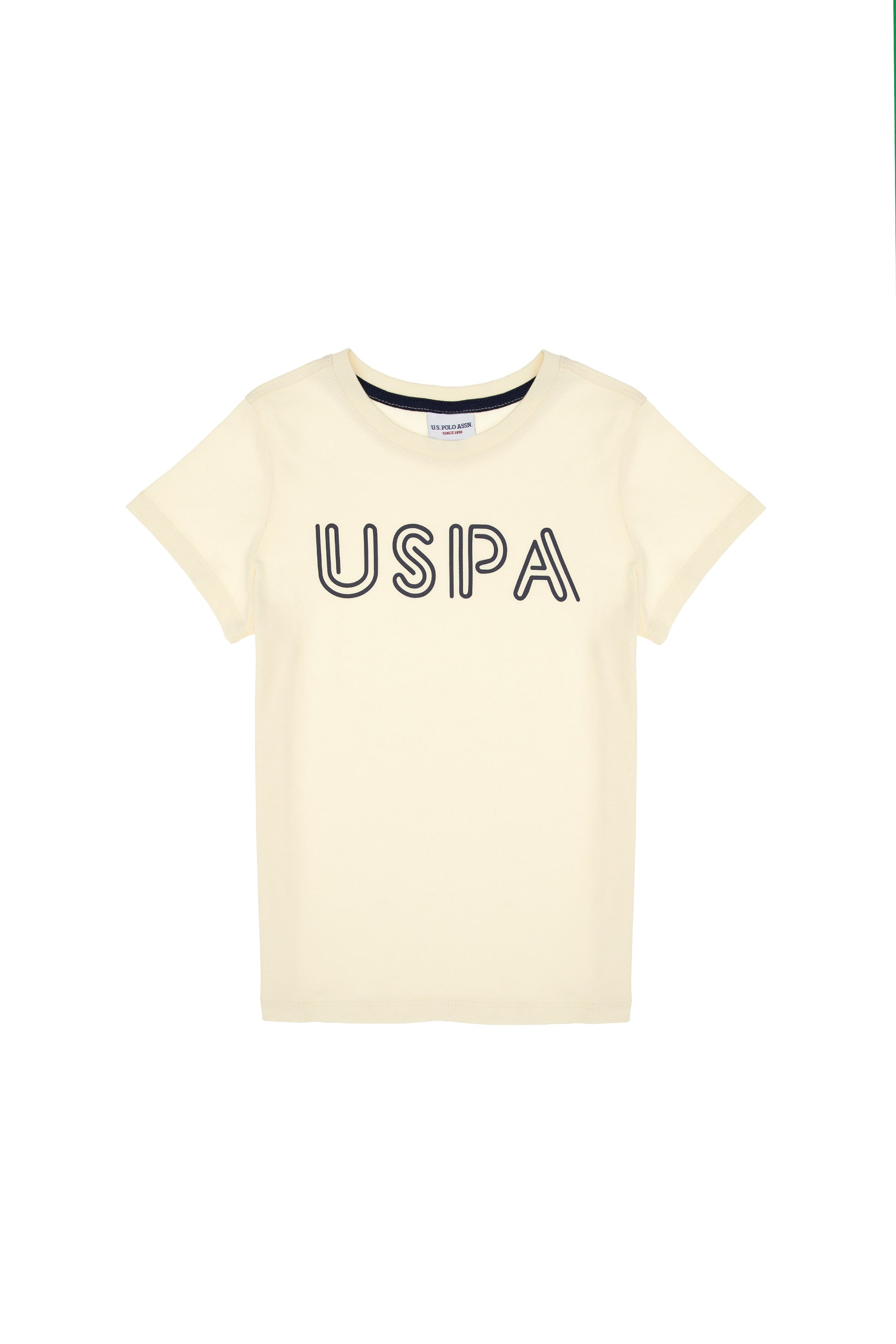 Tricou Băieți Galben Pal Cu Guler Rotund Și Print USPA