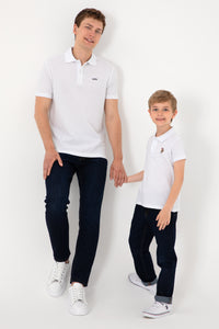 Tricou Polo Băieți Pe Alb Cu Logo Colorat