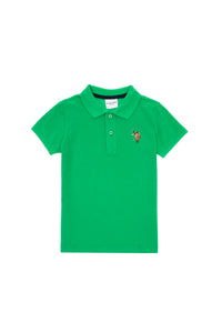 Tricou Polo Băieți Pe Verde  Cu Logo Colorat
