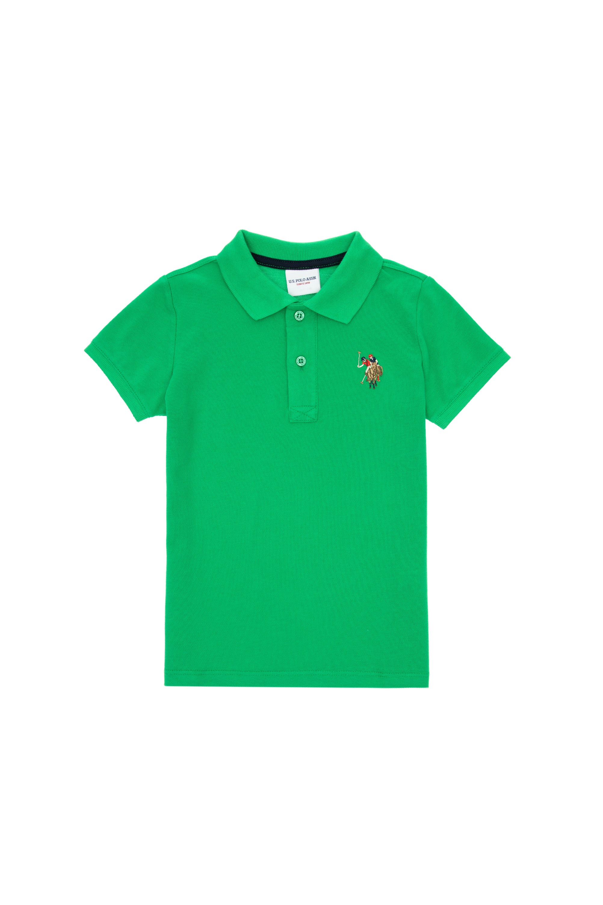 Tricou Polo Băieți Pe Verde  Cu Logo Colorat