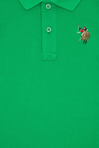 Tricou Polo Băieți Pe Verde  Cu Logo Colorat