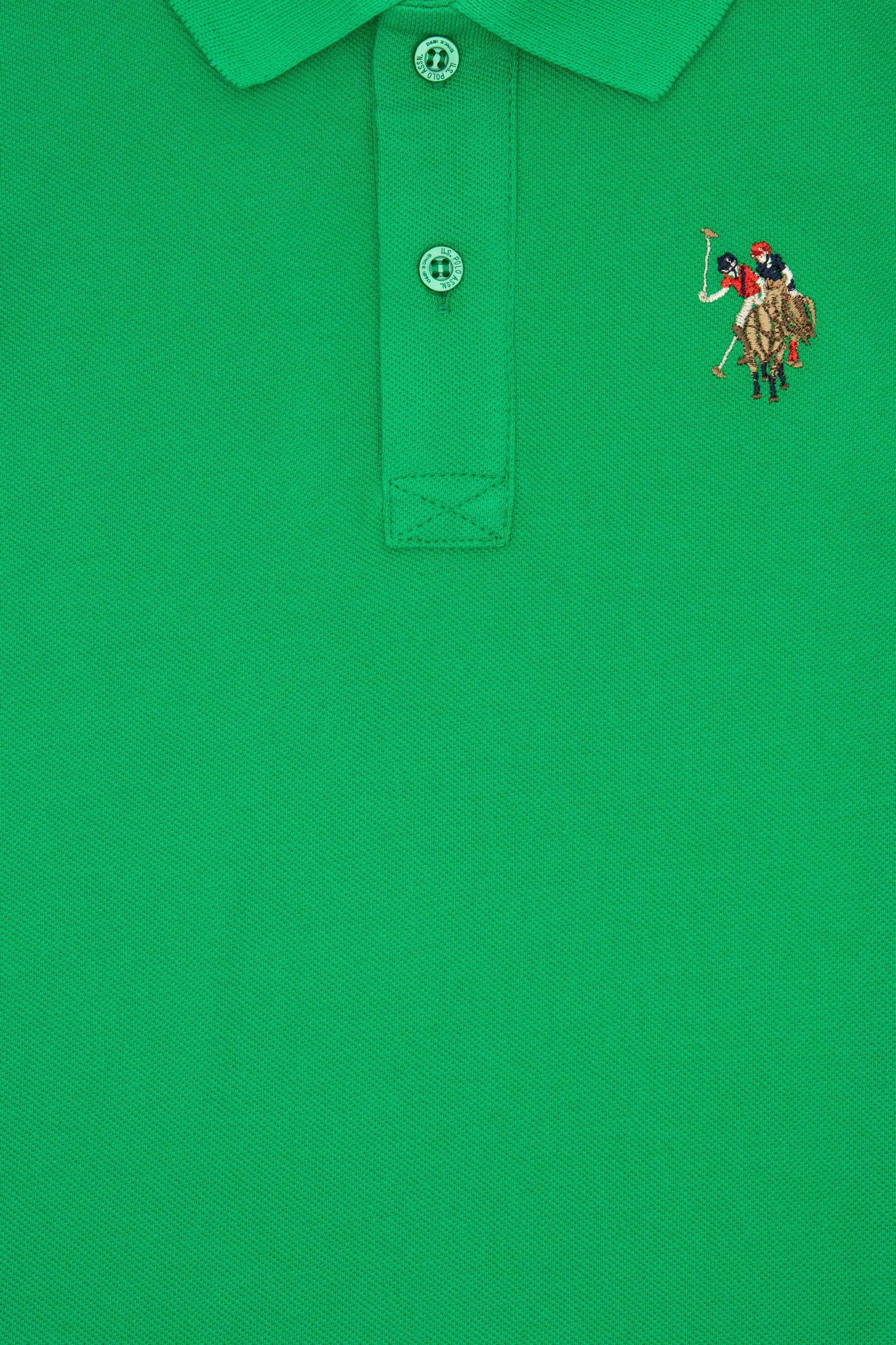 Tricou Polo Băieți Pe Verde  Cu Logo Colorat