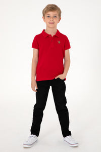 Tricou Polo Băieți Pe Roșu Cu Logo Colorat