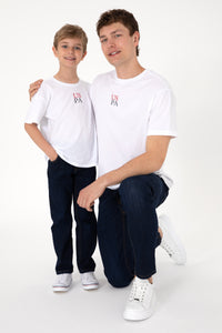 Tricou Băieți Alb Cu Guler Rotund Și Print USPA