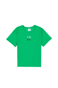 Tricou Băieți Verde Cu Guler Rotund Și Print USPA