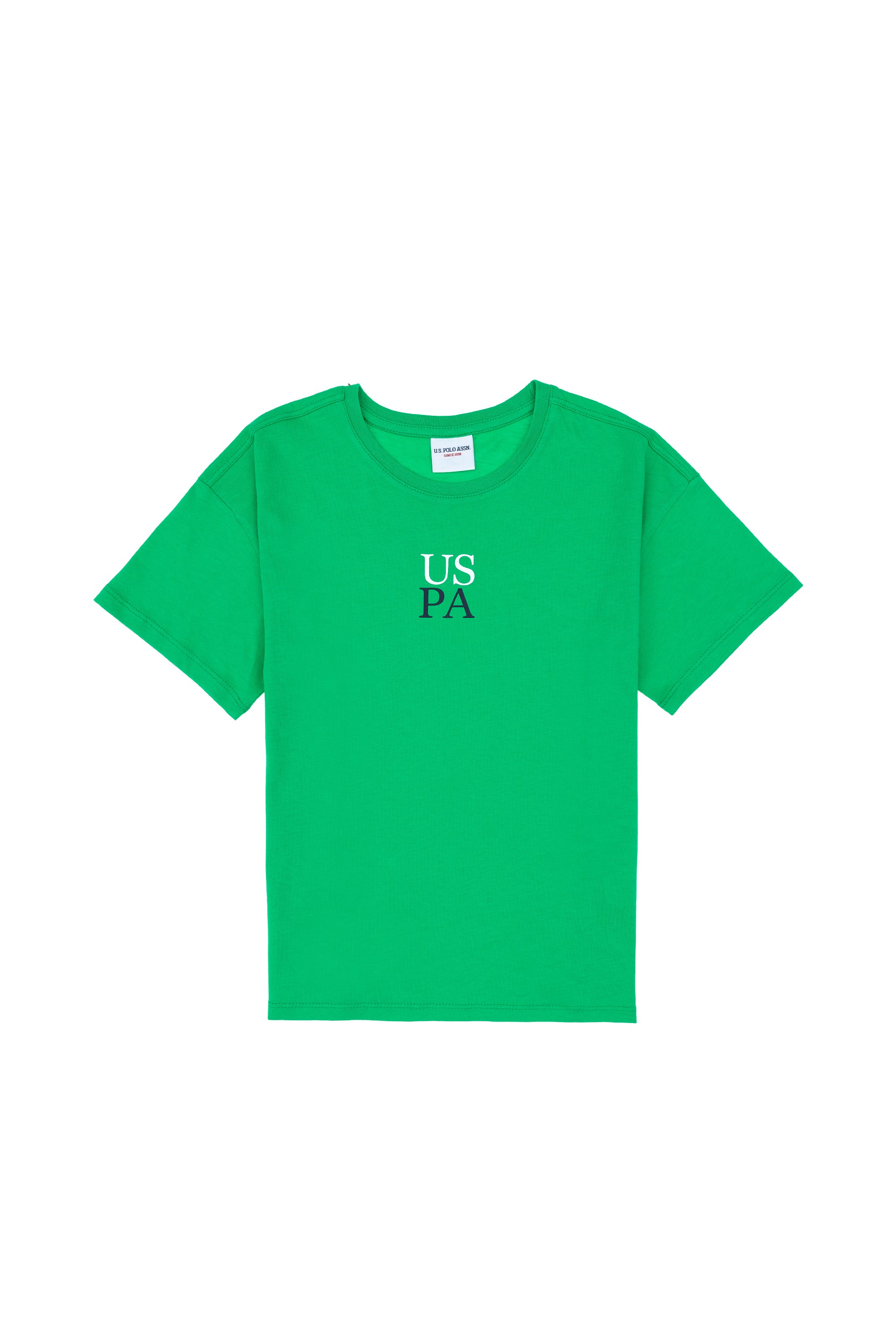 Tricou Băieți Verde Cu Guler Rotund Și Print USPA