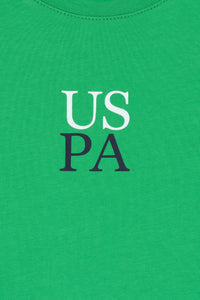 Tricou Băieți Verde Cu Guler Rotund Și Print USPA