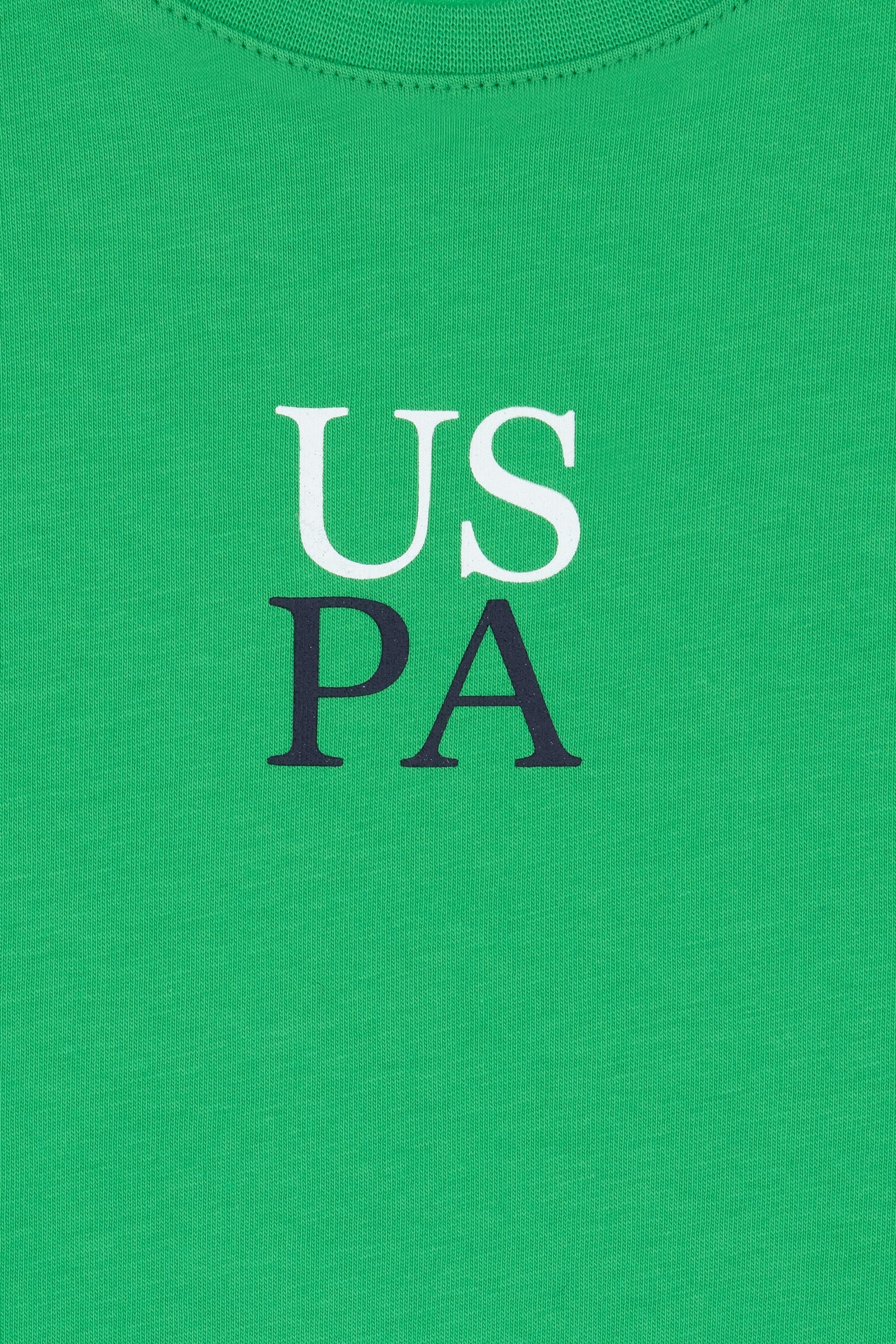 Tricou Băieți Verde Cu Guler Rotund Și Print USPA