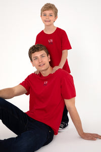 Tricou Băieți Roșu Cu Guler Rotund Și Print USPA