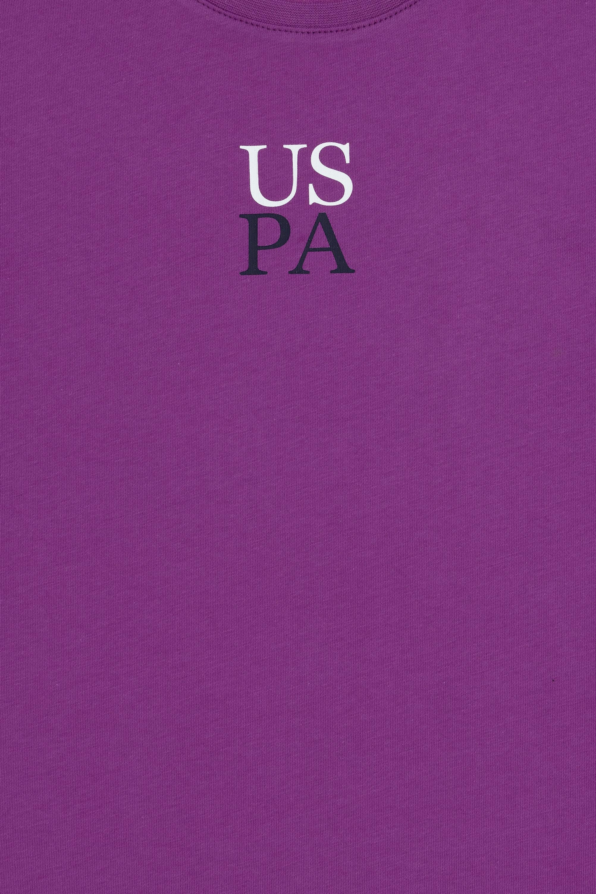 Tricou Băieți Mov Cu Guler Rotund Și Print USPA