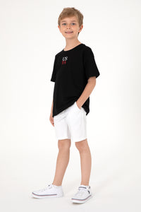 Tricou Băieți Negru Cu Guler Rotund Și Print USPA