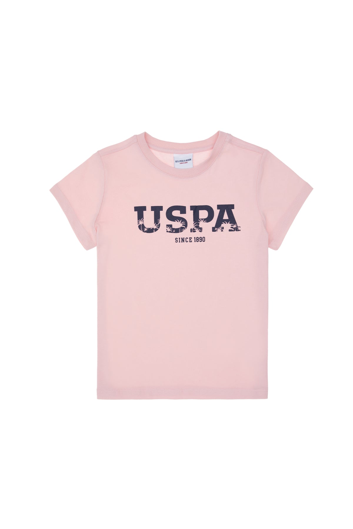 Tricou Băieți Roz Pal Cu Guler Rotund Și Logo USPA