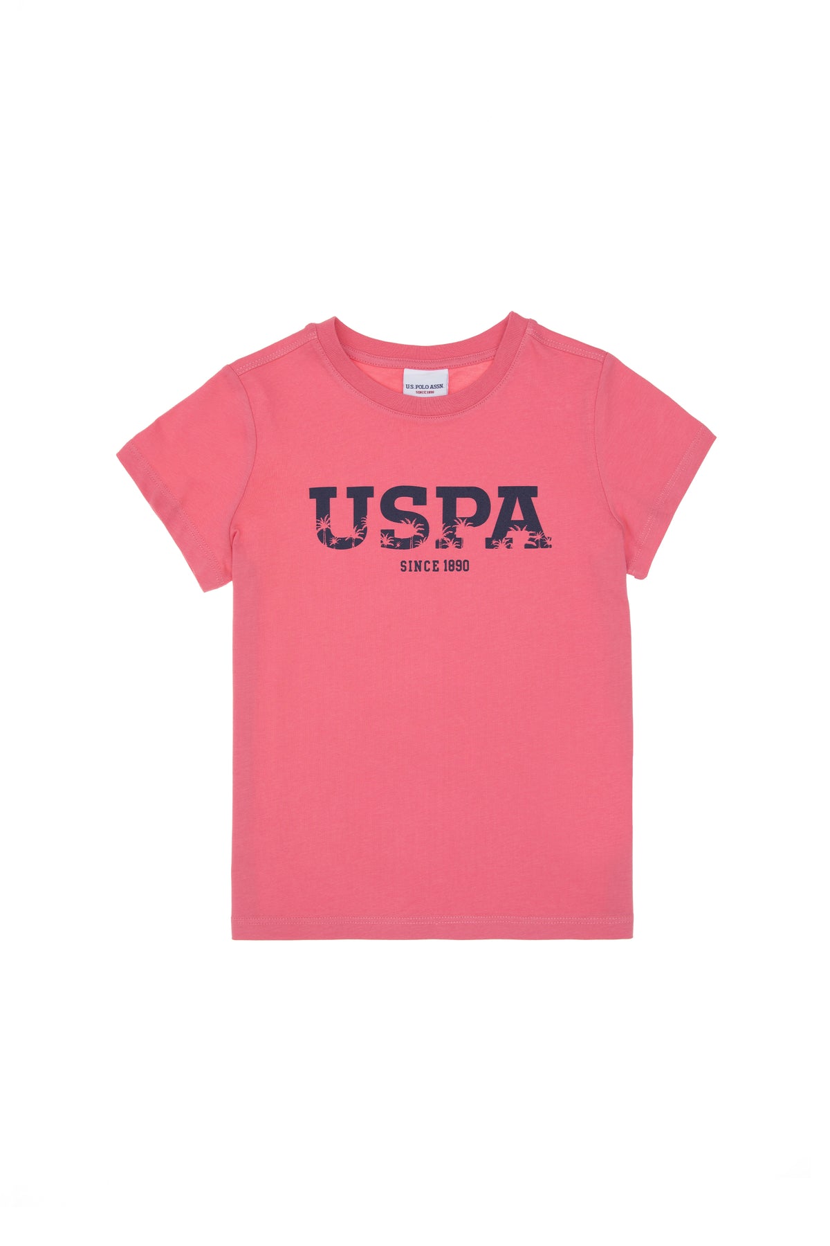 Tricou Băieți Roșu Cărămiziu Cu Guler Rotund Și Logo USPA