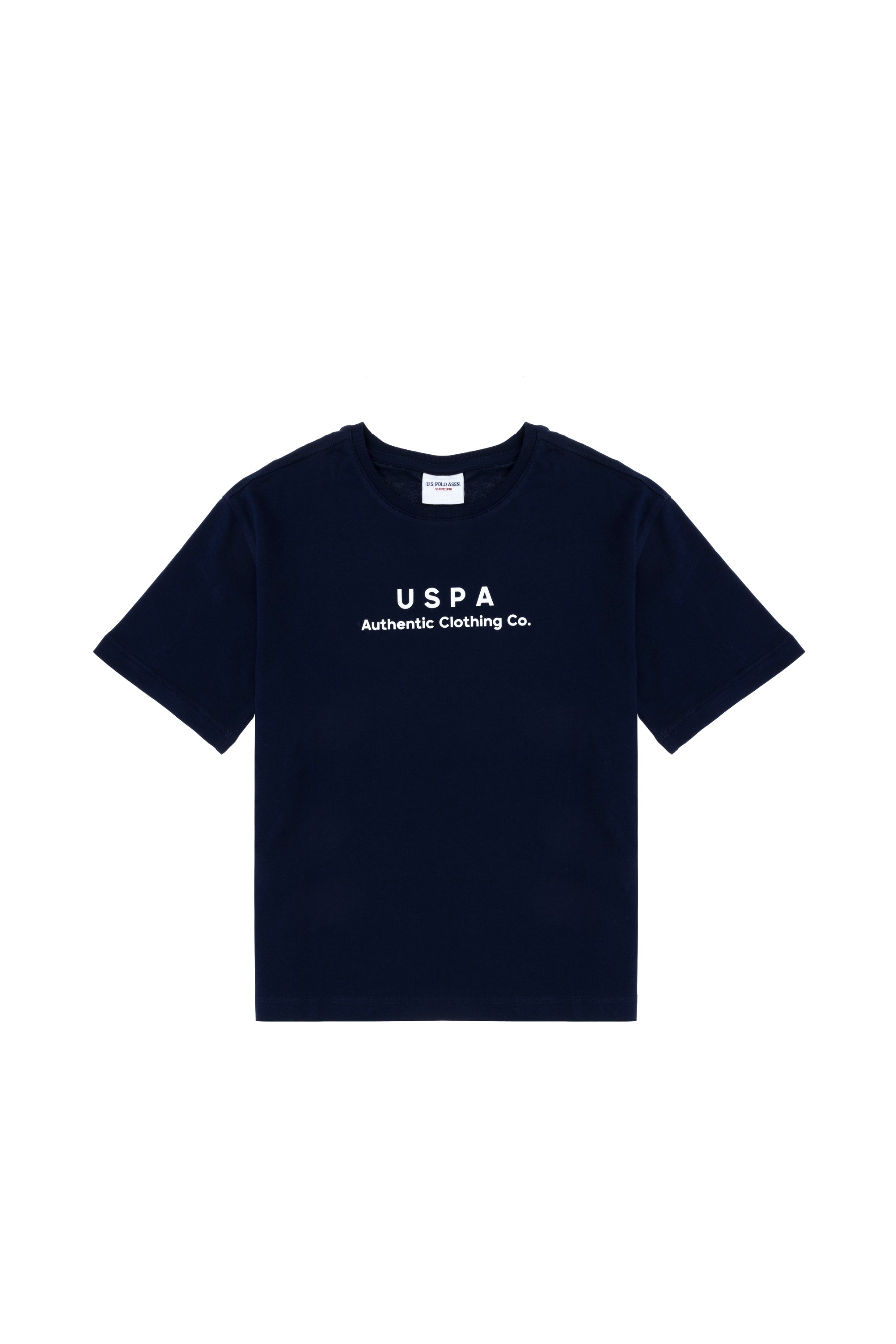Tricou Băieți Bleumarin Oversize Cu Guler Rotund Și Logo USPA 