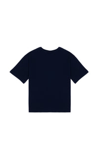Tricou Băieți Bleumarin Oversize Cu Guler Rotund Și Logo USPA 