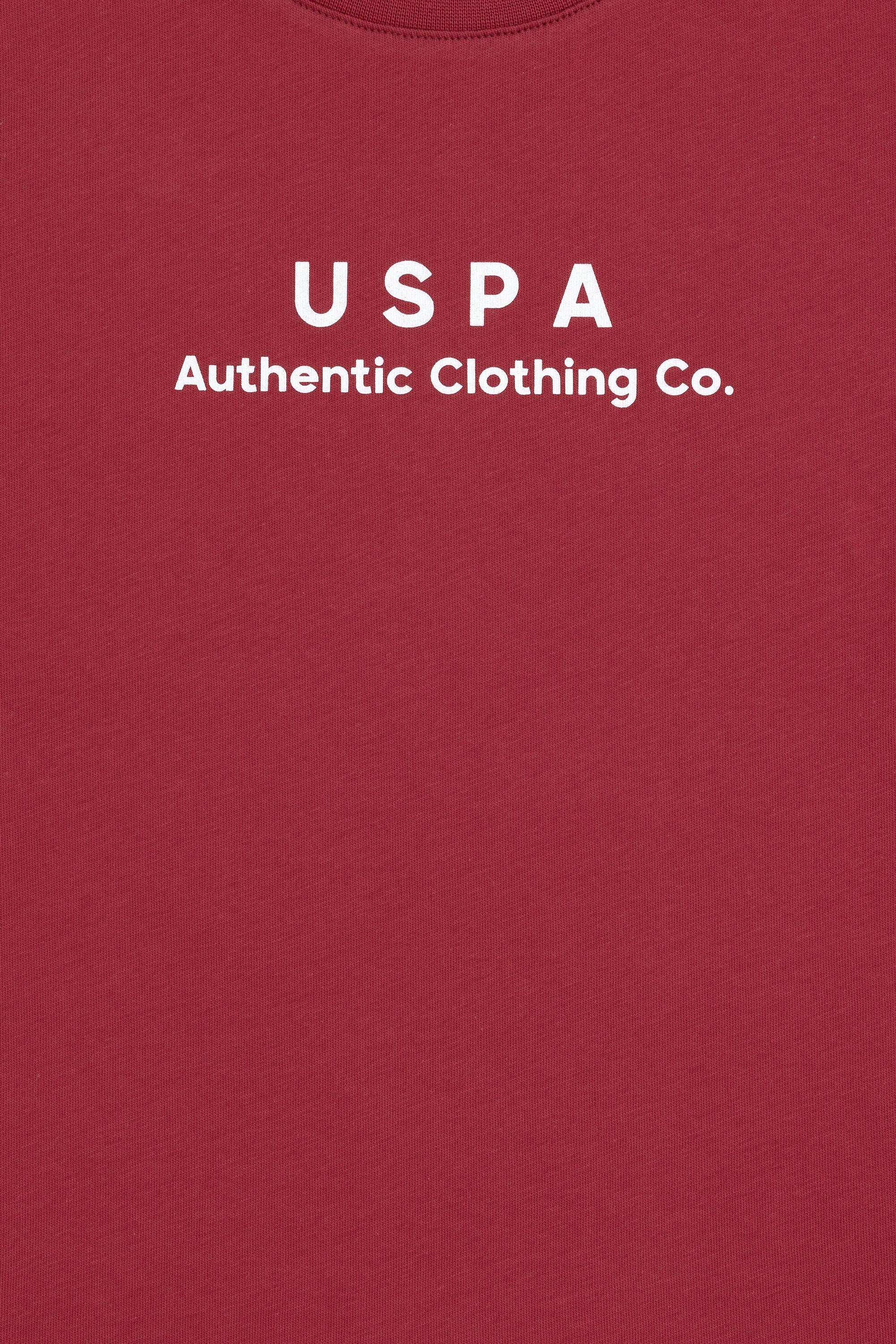 Tricou Băieți Roșu Cărămiziu Oversize Cu Guler Rotund Și Logo USPA 