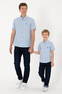 Cămașă Cu Mânecă Scurtă Băieți Albastru Deschis