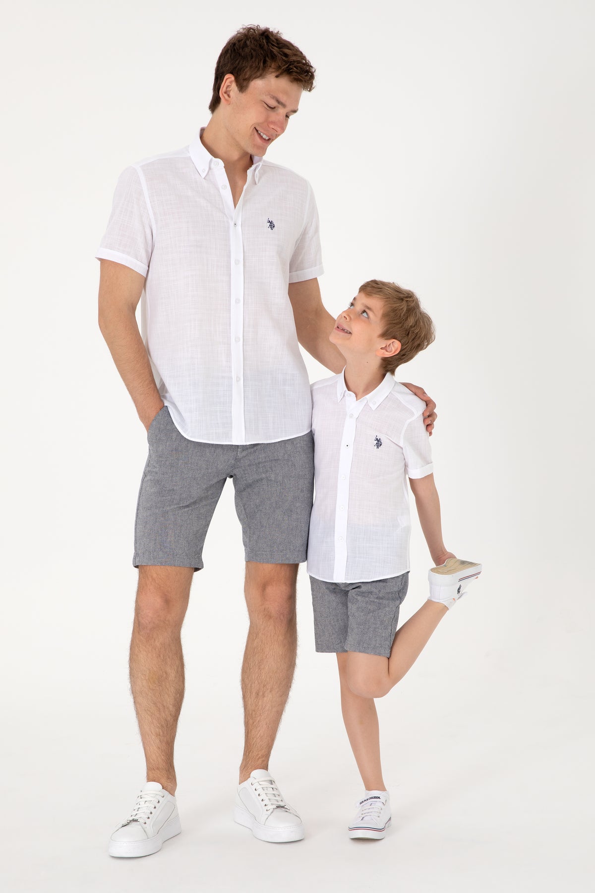 Cămașă Cu Mânecă Scurtă Băieți Alb