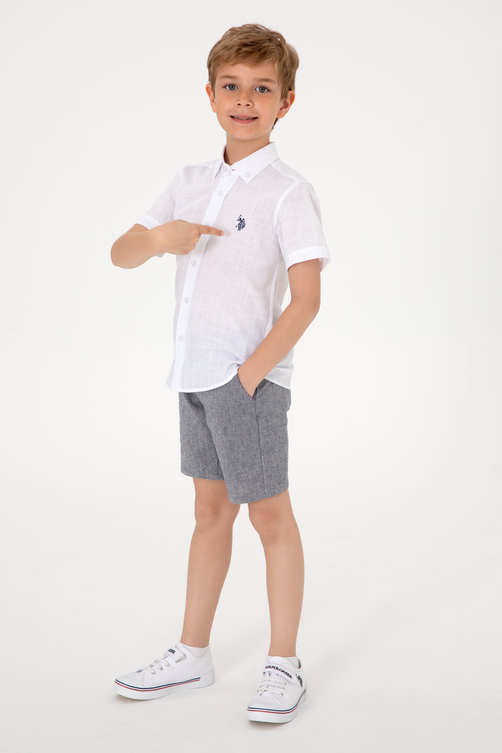 Cămașă Cu Mânecă Scurtă Băieți Alb