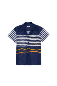 Cămașă Cu Mânecă Scurtă Băieți Bleumarin Cu Dungi Orizontale