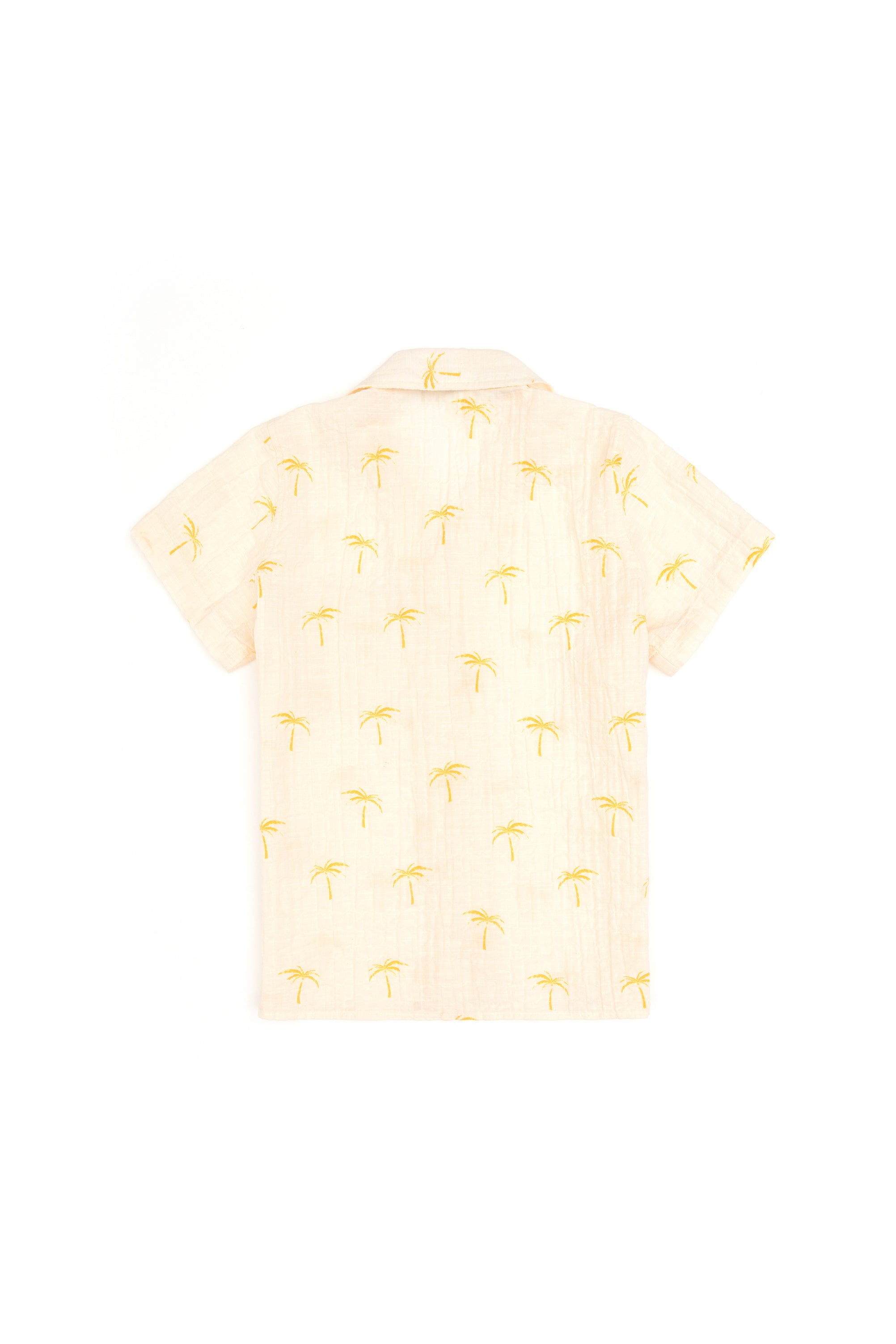 Cămașă Cu Mânecă Scurtă Băieți Pe Bej Cu Imprimeu Palmier