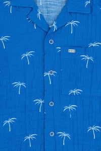 Cămașă Cu Mânecă Scurtă Băieți Pe Albastru Cu Imprimeu Palmier