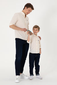 Cămașă Cu Mânecă Lungă Pe Bej Cu Logo Brodat