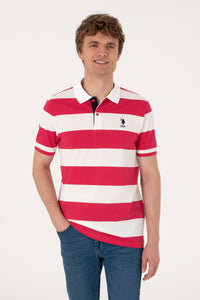 Tricou Polo Bărbați Cu Dungi Orizontale Și Logo Brodat