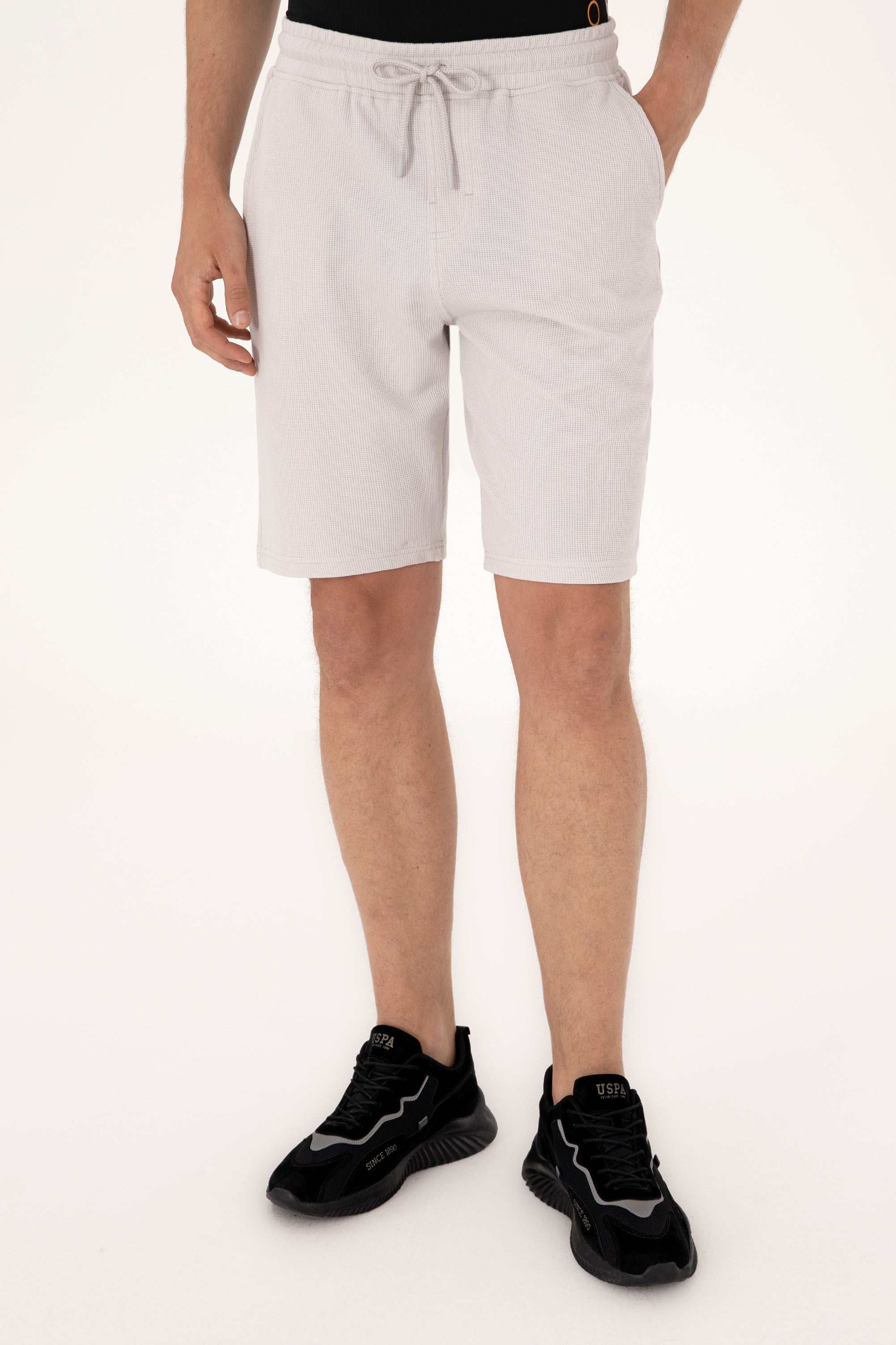 Pantaloni Scurți Bărbați Pe Gri Perlă Cu Textură