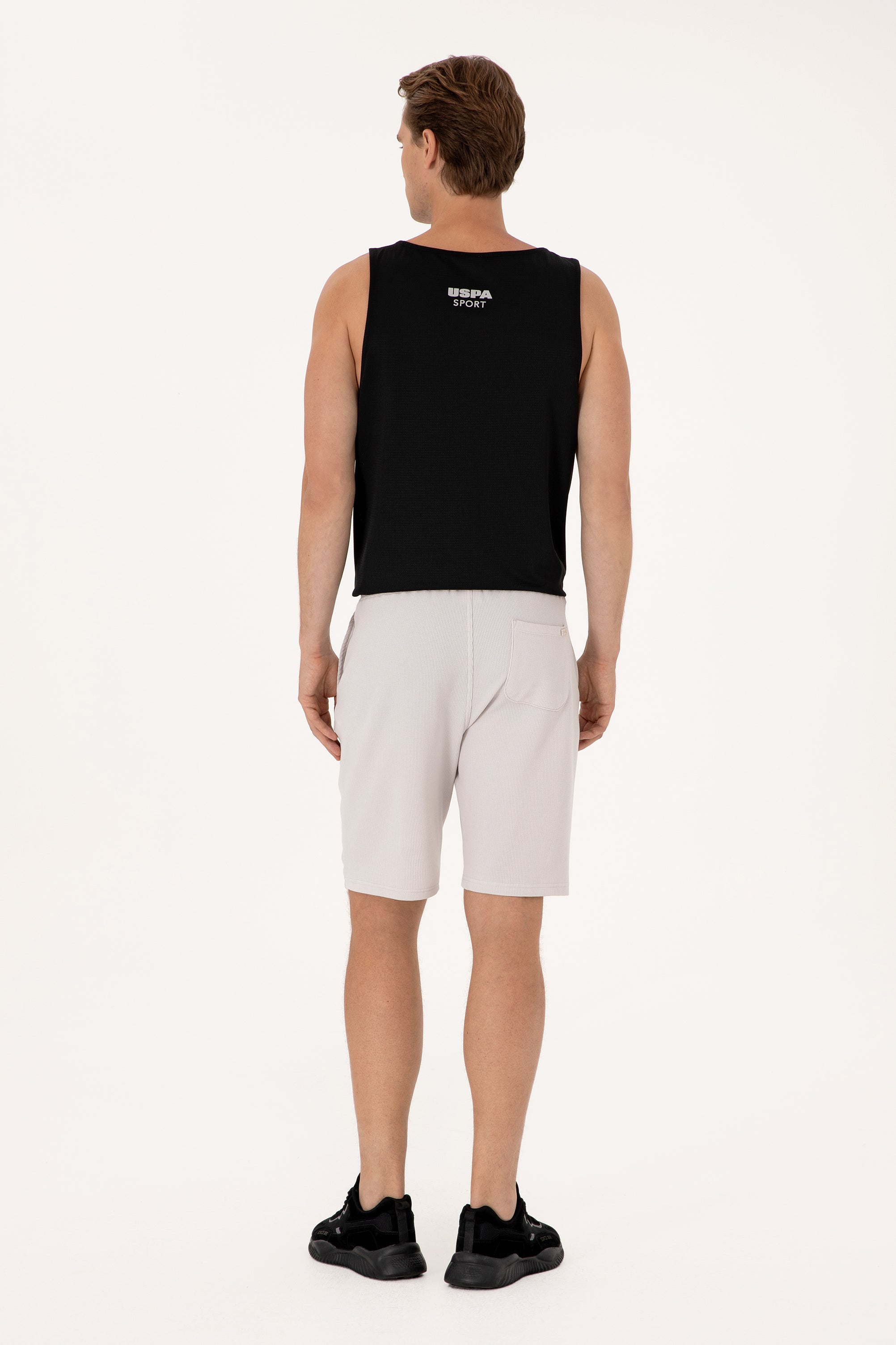 Pantaloni Scurți Bărbați Pe Gri Perlă Cu Textură