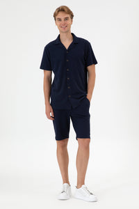 Pantaloni Scurți Bărbați Pe Bleumarin Cu Textură