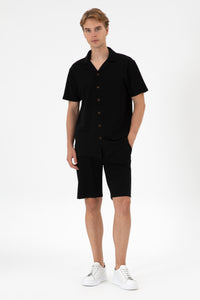 Pantaloni Scurți Bărbați Pe Negru Cu Textură