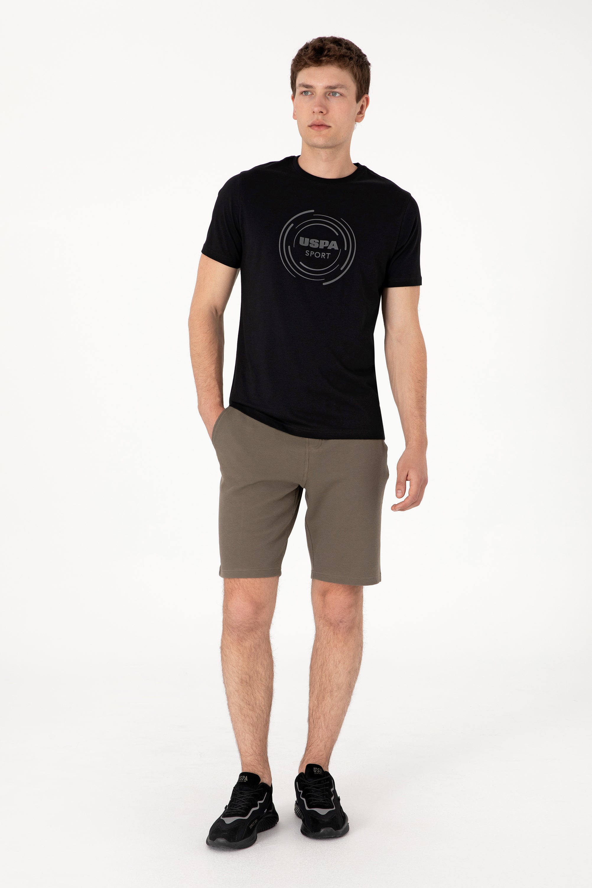 Pantaloni Scurți Bărbați Pe Maro Cu Textură