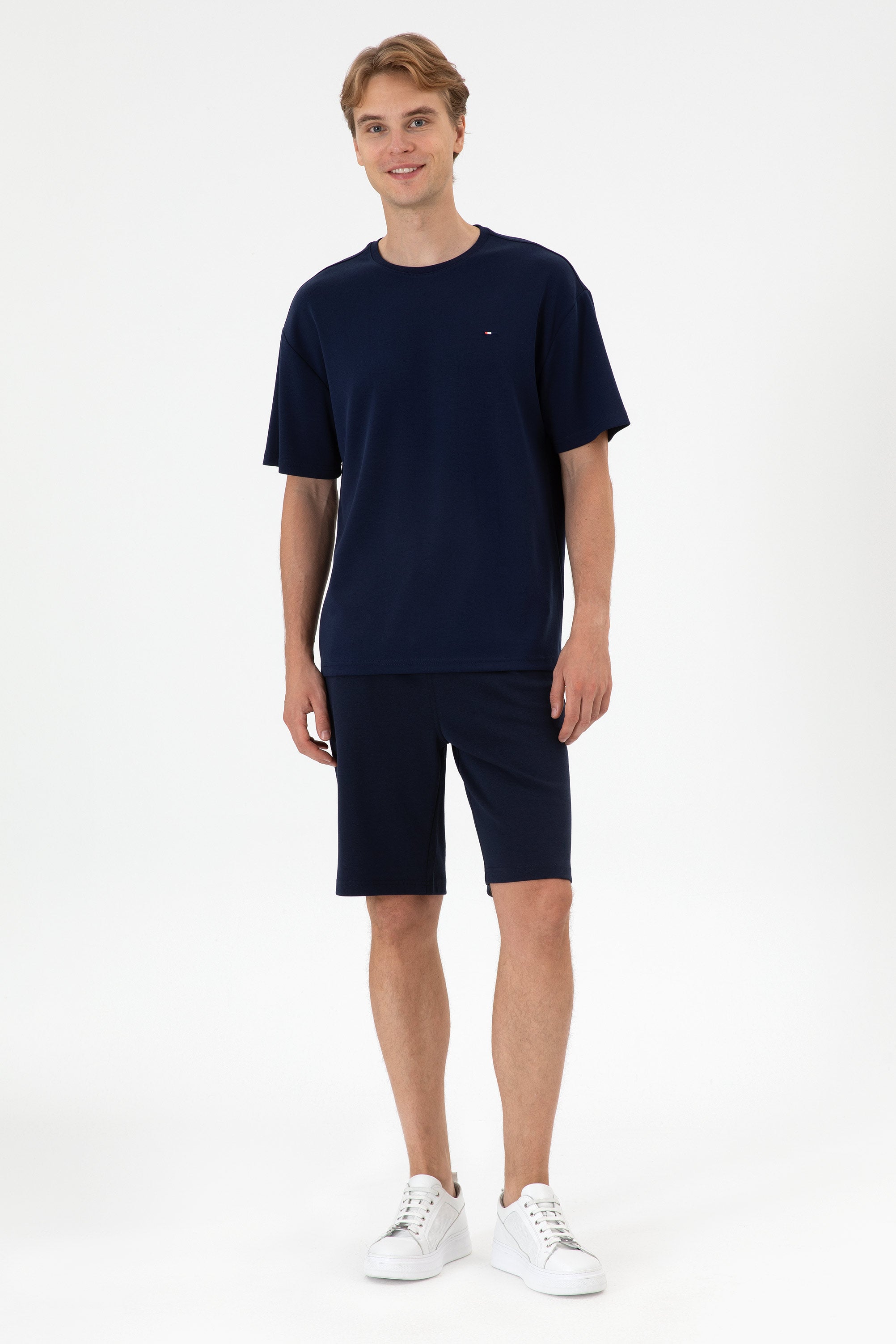 Pantaloni Scurți Bărbați Bleumarin Cu Șnur