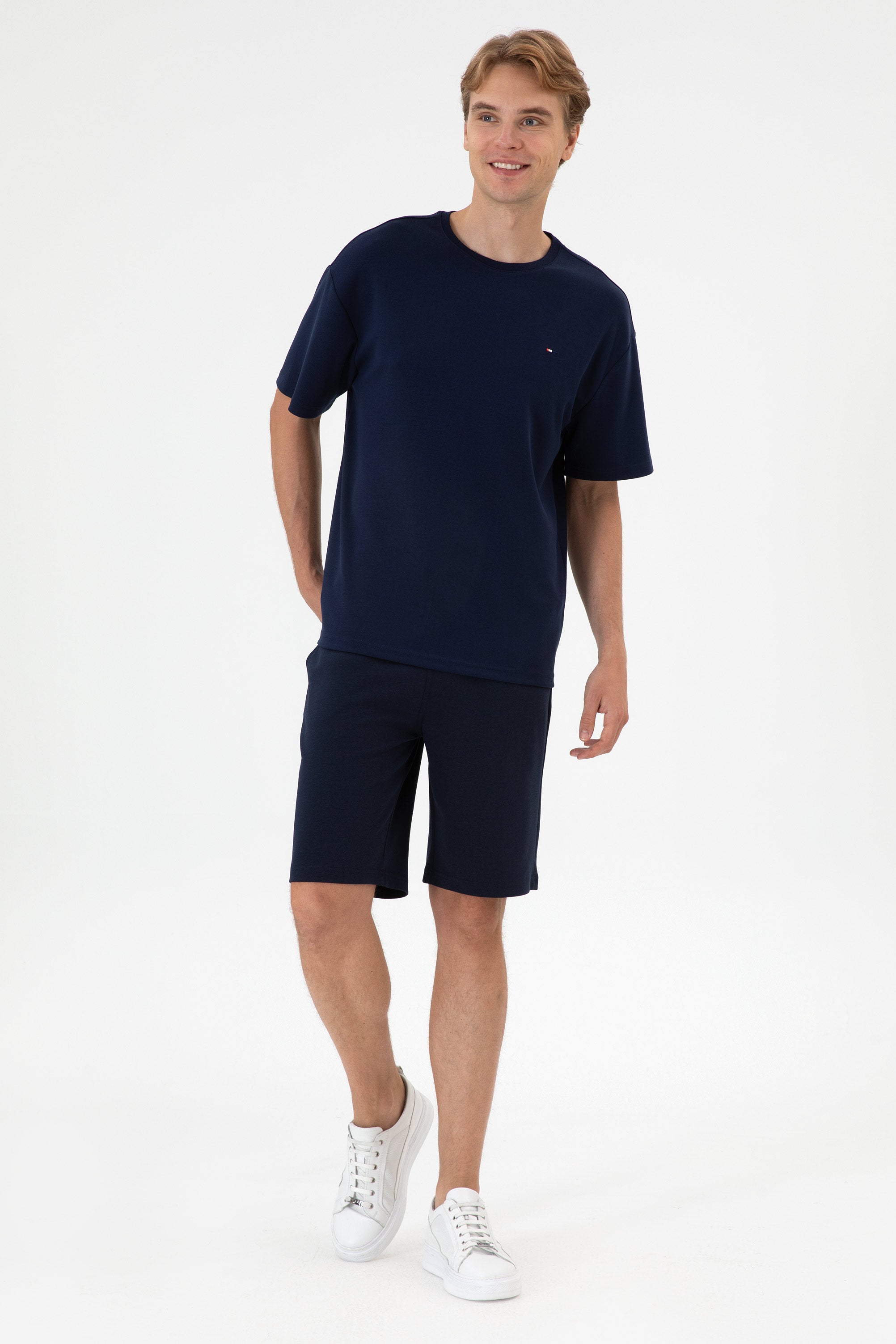 Pantaloni Scurți Bărbați Bleumarin Cu Șnur