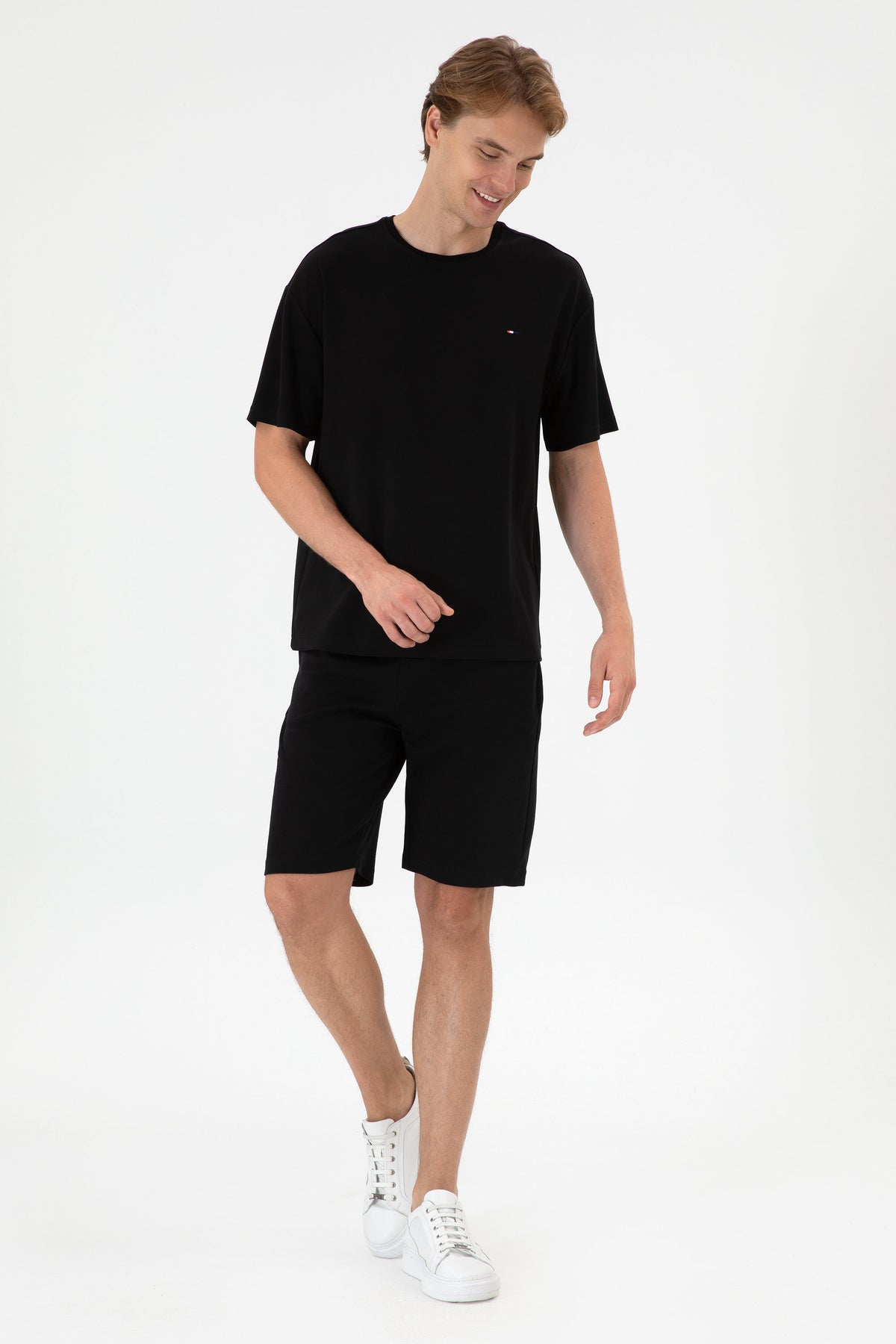 Pantaloni Scurți Bărbați Negru Cu Șnur