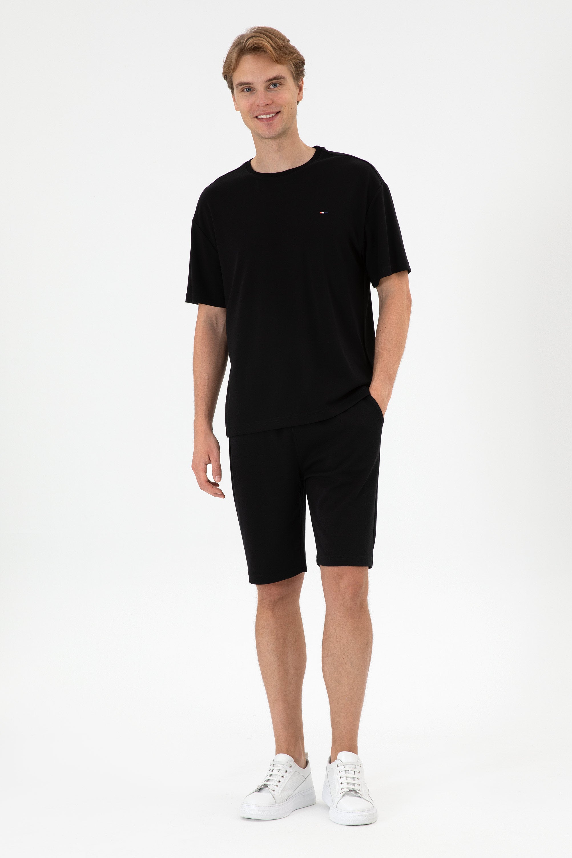 Pantaloni Scurți Bărbați Negru Cu Șnur