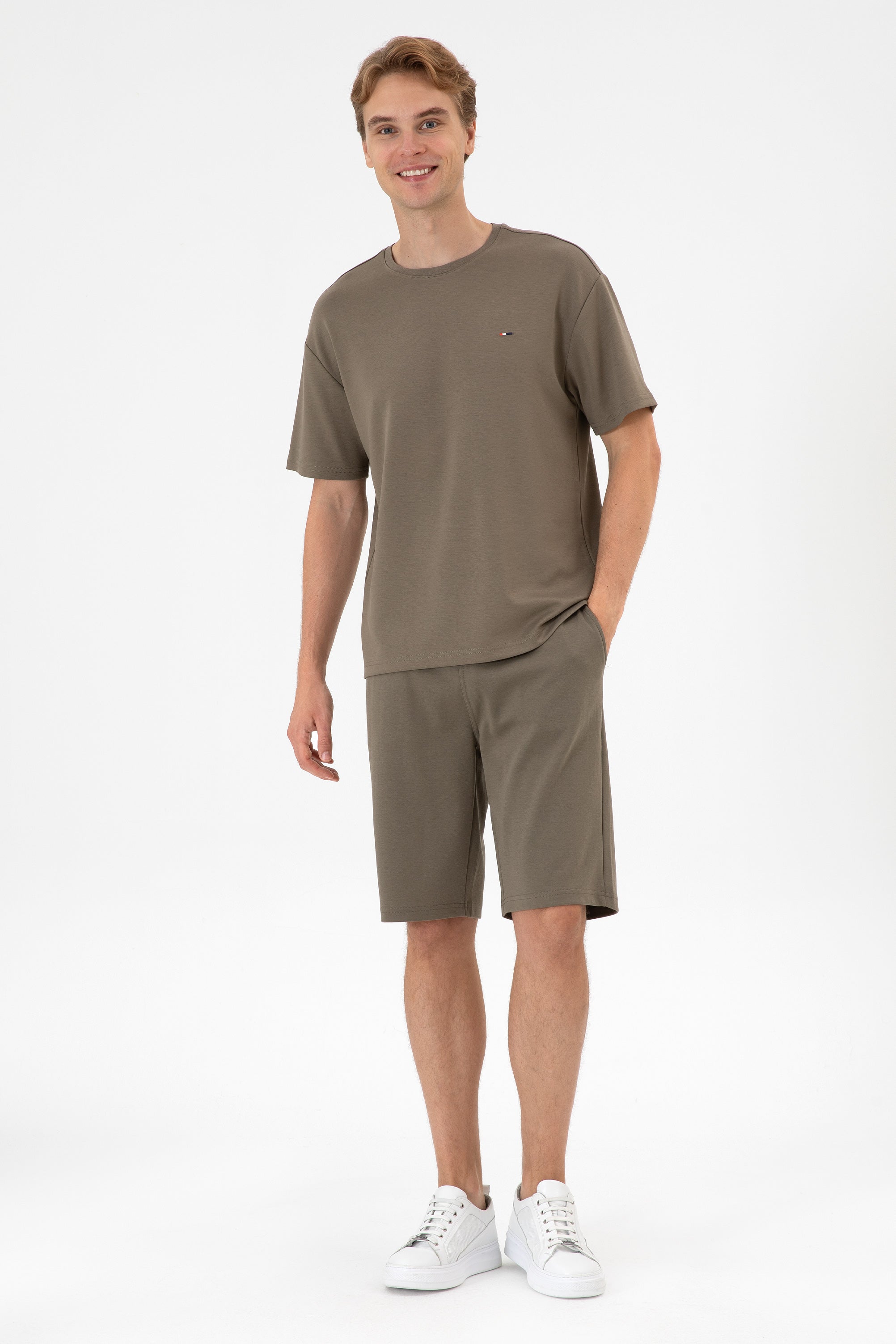 Pantaloni Scurți Bărbați Maro Cu Șnur