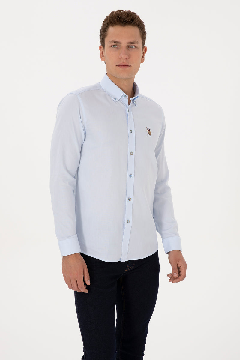 Camasa Barbat Pe Albastru Deschis Cu Logo