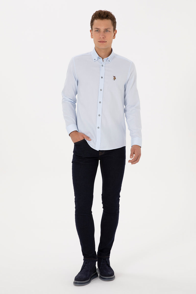 Camasa Barbat Pe Albastru Deschis Cu Logo