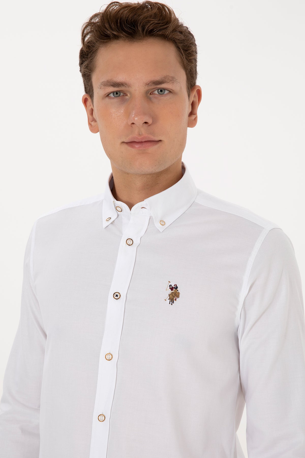 Camasa Barbat Pe Alb Cu Logo