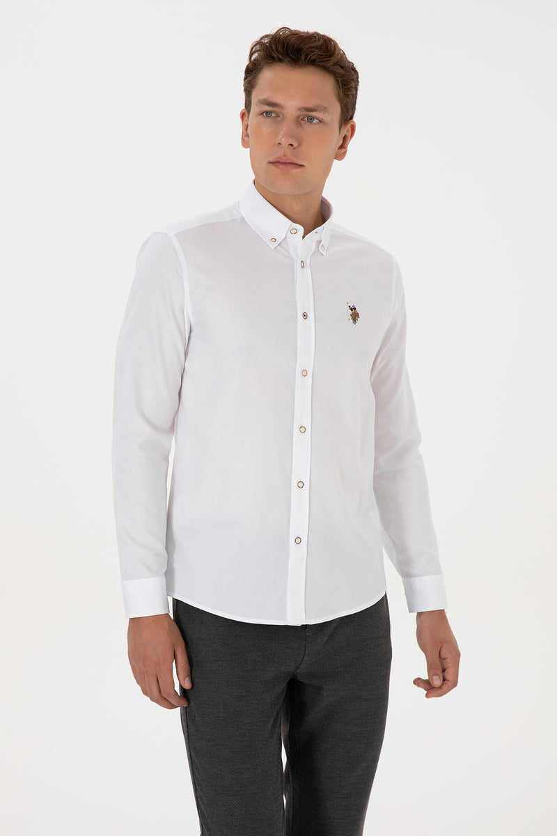 Camasa Barbat Pe Alb Cu Logo