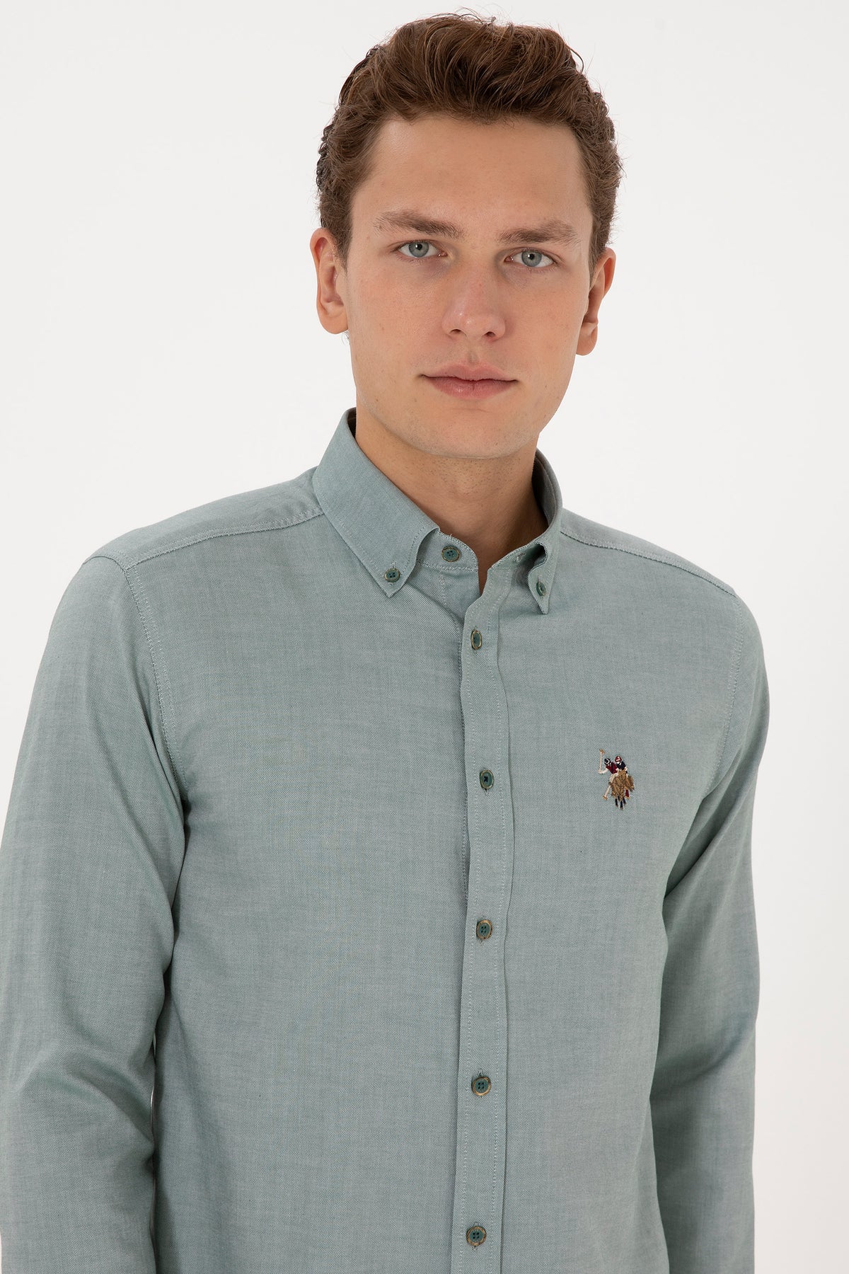 Camasa Barbat Pe Verde Sters Cu Logo