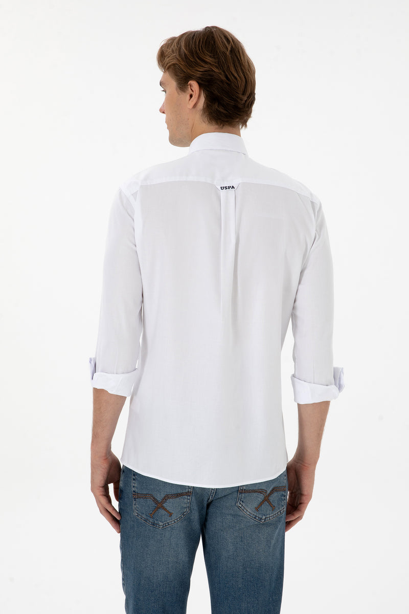 Camasa Barbat Pe Alb Cu Logo Brodat