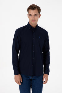 Camasa Barbat Pe Bleumarin Cu Logo Brodat