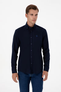 Camasa Barbat Pe Bleumarin Cu Logo Brodat