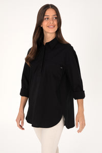 Cămașă Damă Pe Negru Cu Croială Oversize