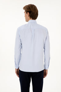 Camasa Barbat Pe Albastru Deschis Cu Logo Brodat